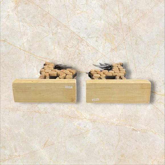 Pink Zebra Cork Wood Metal Deers 8.25"x5.75x2" Primitive Rustic set of 2 - Picture 8 of 10